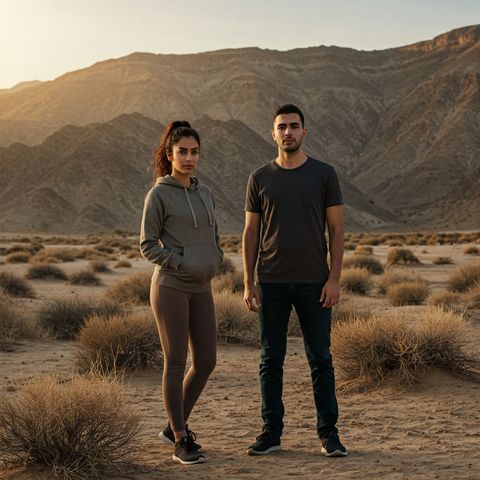 Two people standing together outdoors