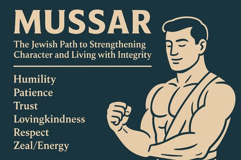 Illustration about Mussar listing virtues such as humility and patience